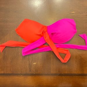 Victoria’s Secret neon pink and orange bandeau bikini top